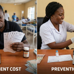 split-screen comparison image illustrating the high financial burden of HPV treatment cost in Nigeria.