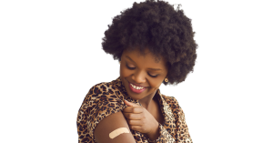 HPV vaccine injection after being administered to a young African lady.