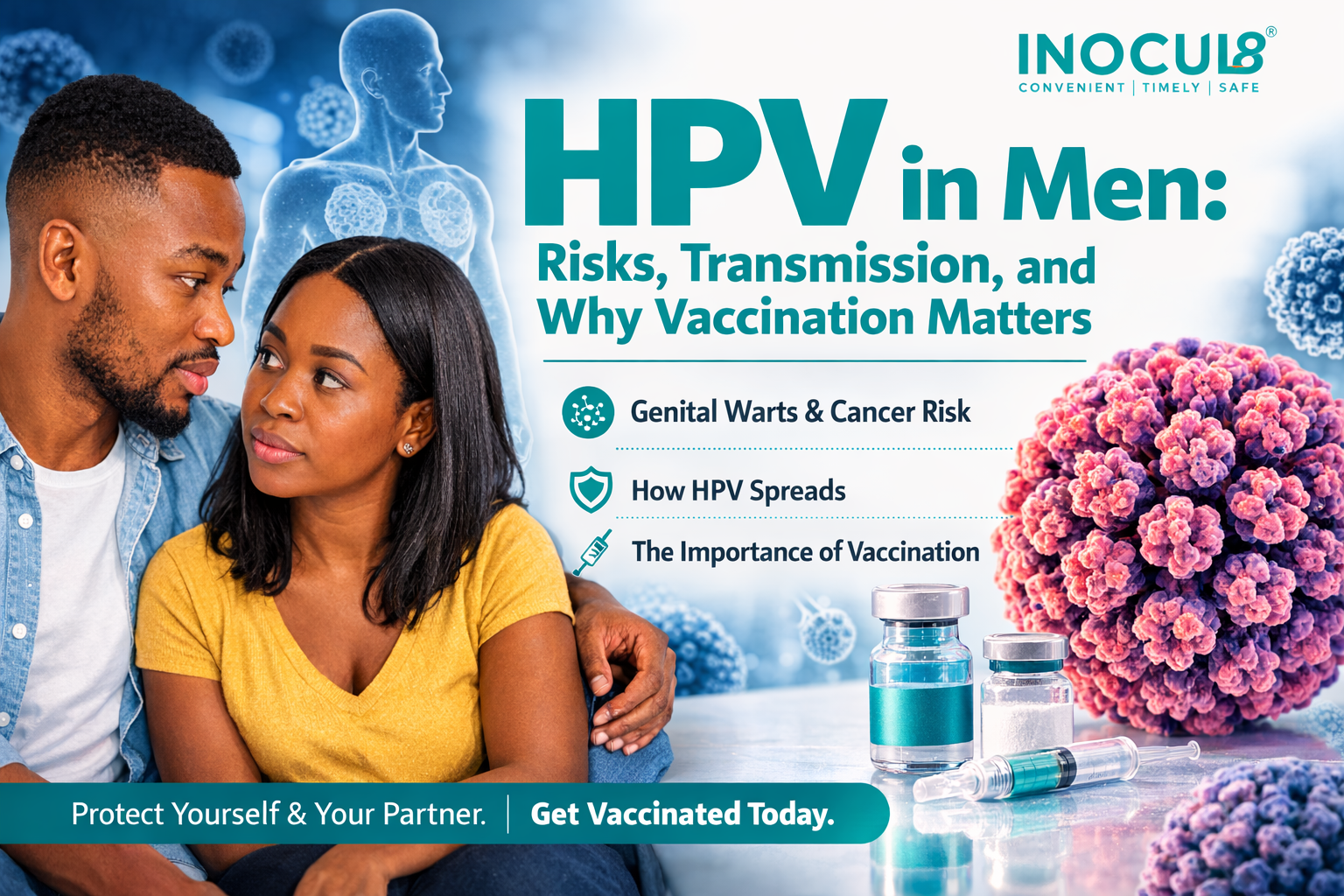 hpv in men HPV in men risks transmission and vaccination awareness by Inocul8 Clinic